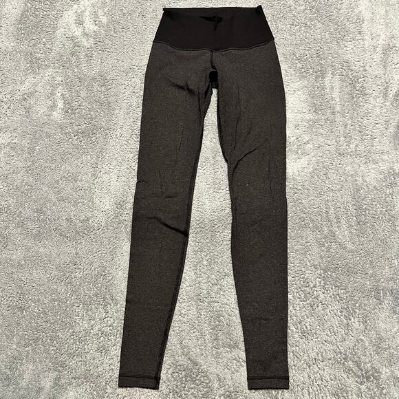 Lululemon Leggings Womens Small 4 ? Black Gray Ankle Pants Striped - Picture 1 of 7